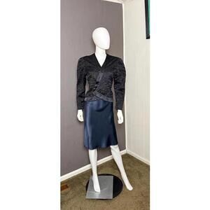 Vintage 1990's Dressy Puff Shoulder Wrap Top Black Lightweight Formal Jacket